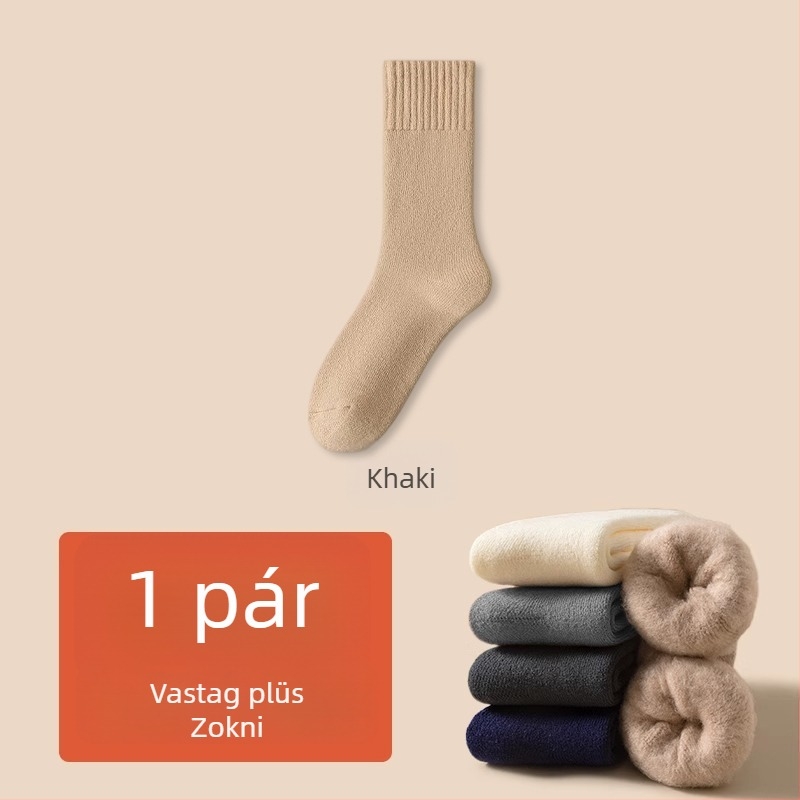 Férfi téli vastag zokni poliészterből, középmagasságú szár, egyszínű, egyszálas kötés, csúszásmentes
