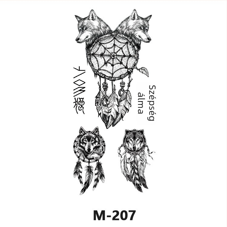 3D félkaros tetoválás matrica – tigris, farkas és szarvas motívumokkal; vízátvitel nyomtatás; testreszabható; logó nyomtatása; fél manuális gyártás