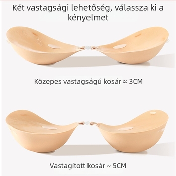 5 cm vastag, láthatatlan szilikon mellfedő tapaszok pántokkal – légáteresztő, push-up hatás, kis mellekhez