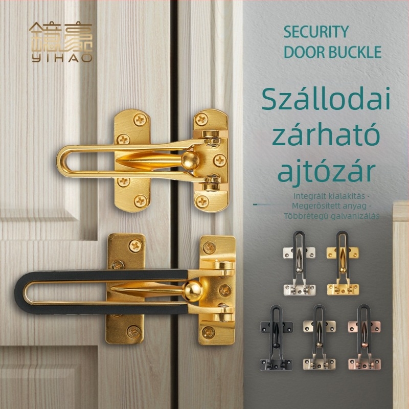 Ajtózár lánccal anti-tolvaj védelemmel (modell FDK, típus A zár, cinkötvözet, polírozott/elektroplattolt felület, modern és letisztult stílus)