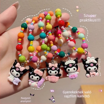 Kézzel készített gyerek karkötő műanyag/gyanta anyagból, rajzfilmszerű figurával, koreai stílusú, 5 darabos Princess sorozat, egyenként csomagolva.