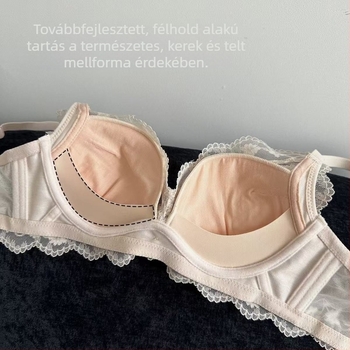 Francia stílusú csipkés melltartó merevítő nélkül, kis kosár, AA méret, formázó, oldalsó összefogó