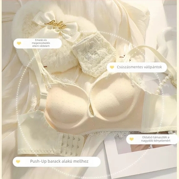 Drót nélküli melltartó kis keblekhez, emel és formáz, 3/4 kosár, vastag, formált kosarak nylonból, oldalsó támasz, anti-ingadozás, állítható
