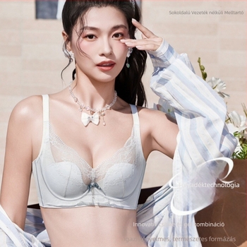 Csipkés nejlon melltartó, 3/4 kosár, vékony formázott kosár, lélegző, állítható