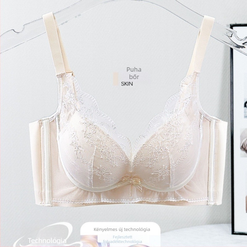Csipkés nejlon melltartó, 3/4 kosár, vékony formázott kosár, lélegző, állítható