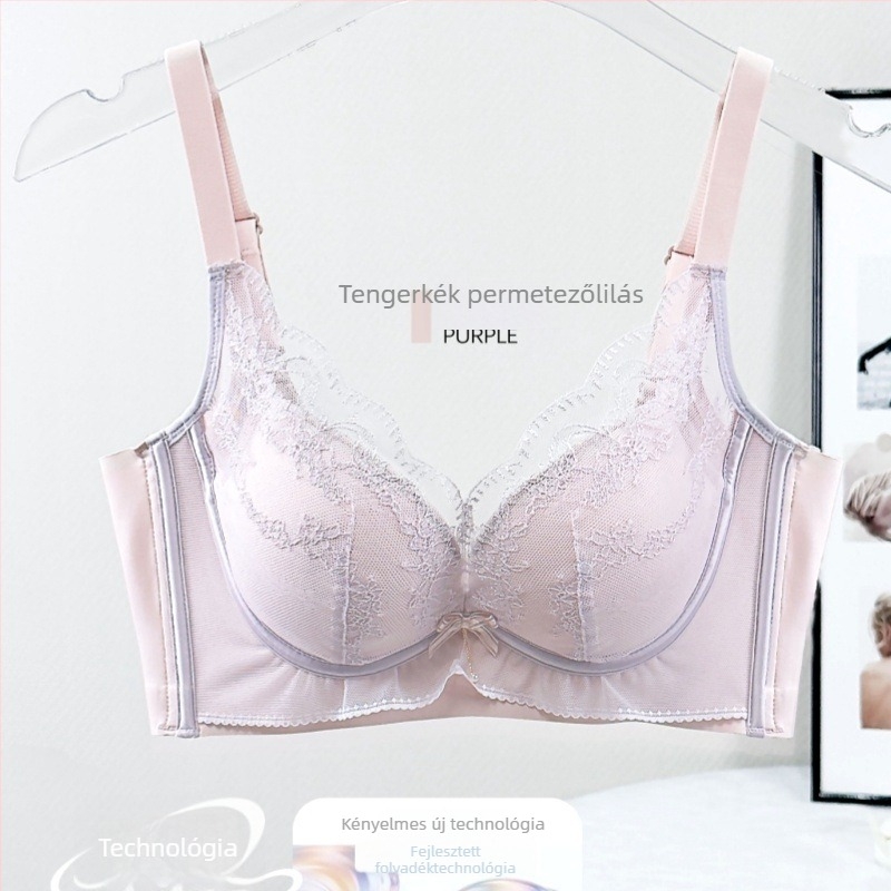 Csipkés nejlon melltartó, 3/4 kosár, vékony formázott kosár, lélegző, állítható