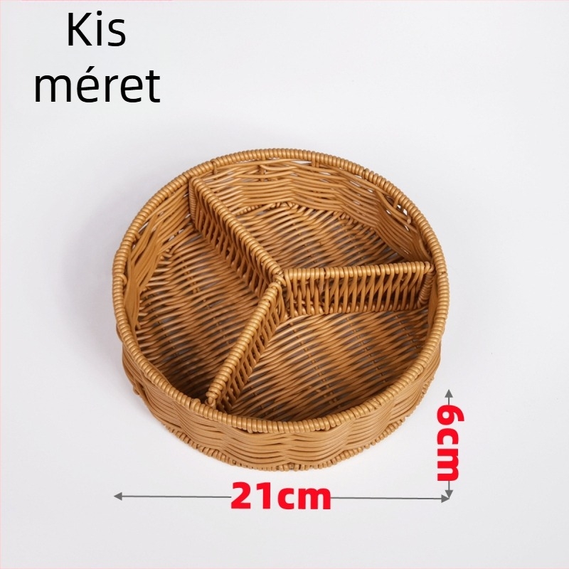 Fujun műanyag gyümölcstál három rekeszes, pásztorális, egyszerű stílus