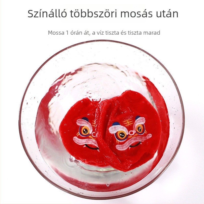 Meleg karvédők gyerekeknek, kínai stílusú hímzéssel, piros színben, Újévhez, 1–8 éveseknek.