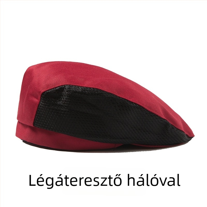 Nyári szakácsberet légáteresztő hálós anyaggal, poliészter, nyomtatott logóval, catering munkás sapka
