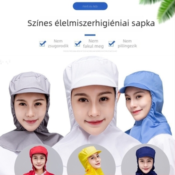 Uniszex pamut pulóver sapka kapucnival és rövid karimával, porálló élelmiszeripari használatra; logó testreszabható