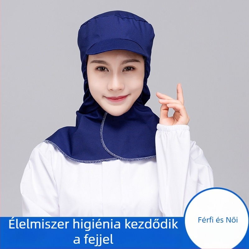 Uniszex pamut pulóver sapka kapucnival és rövid karimával, porálló élelmiszeripari használatra; logó testreszabható