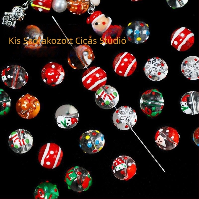 Kézzel festett átlátszó karácsonyfa formájú mézeskalács figura DIY karkötő és telefonlánc — Univerzális modell; Anyag: Egyéb; Év/szezon: Univerzális; Stílus: Friss és édes.