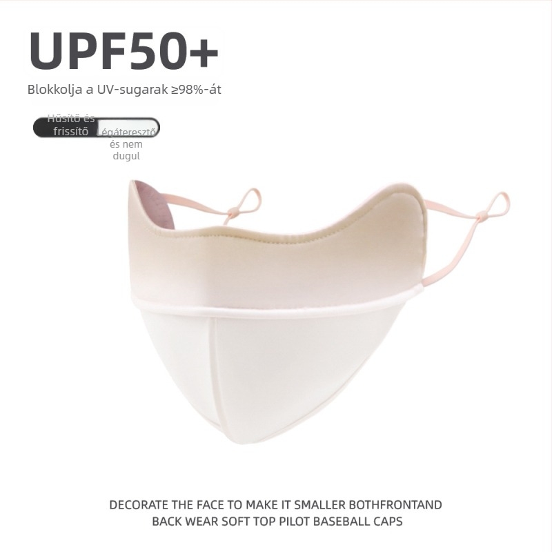 Uniszex nyári UV-védő arcmaszk UPF50+, légáteresztő, 3D forma Ice Silk anyagból