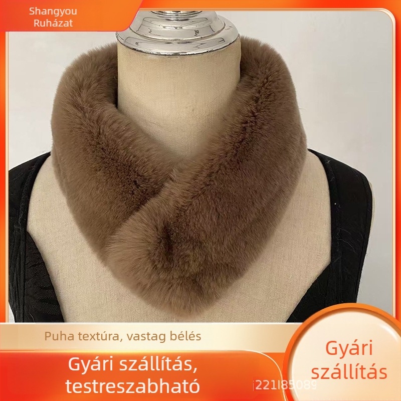 Koreai stílusú valódi Rex nyúl szőr sál, meleg, 100% nyúl szőr, sima szövés, kétoldalas szőrös gallér