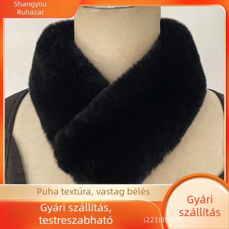 Koreai stílusú valódi Rex nyúl szőr sál, meleg, 100% nyúl szőr, sima szövés, kétoldalas szőrös gallér