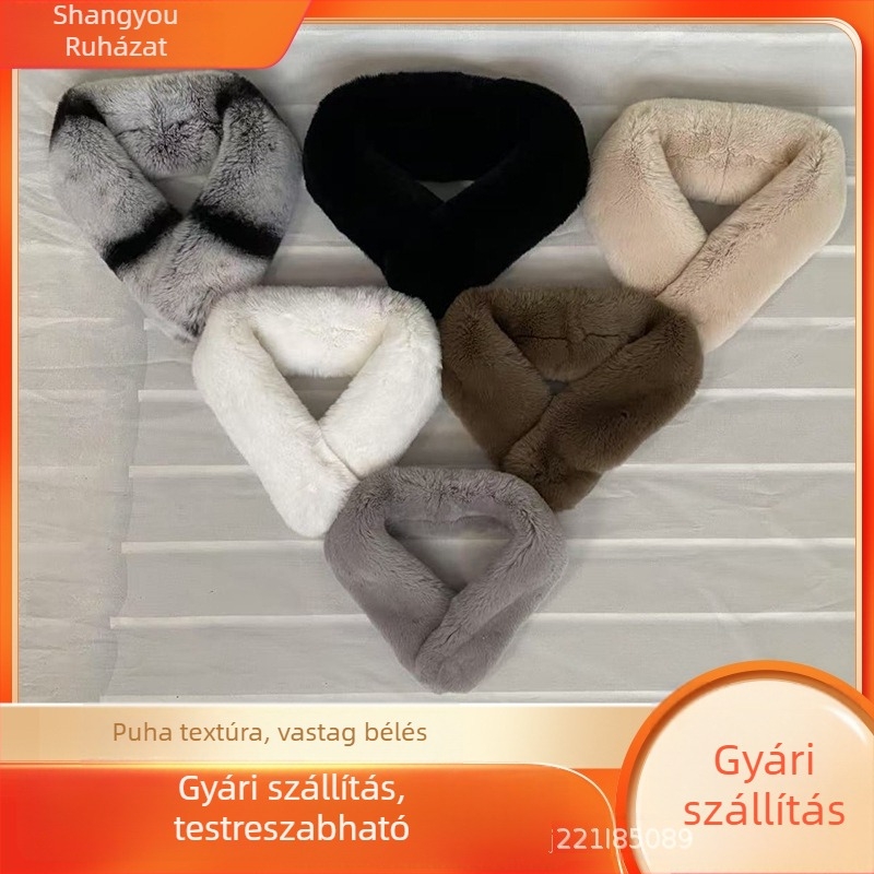 Koreai stílusú valódi Rex nyúl szőr sál, meleg, 100% nyúl szőr, sima szövés, kétoldalas szőrös gallér