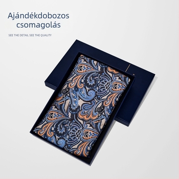 Férfi duplaoldalas négyszögletes sál, jellegzetes hímzéssel, poliészter anyag, téli