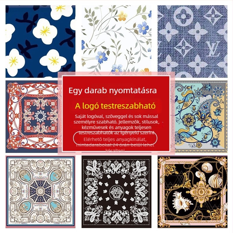 Poliészter négyszögletes sál twill szövésű, uniszex fejkendő, eredeti dizájn