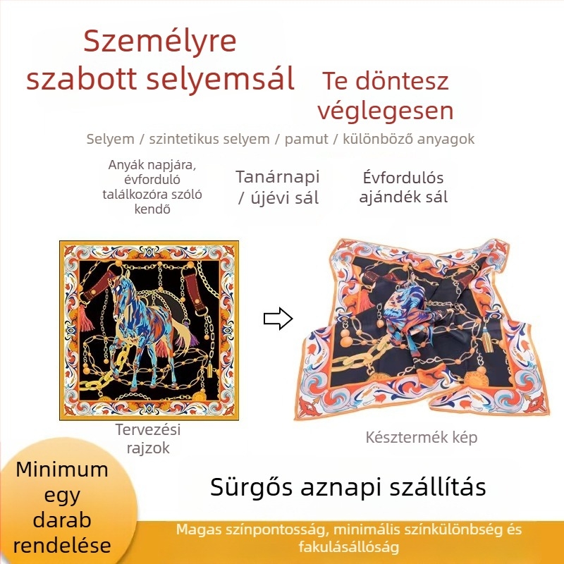 Poliészter négyszögletes sál twill szövésű, uniszex fejkendő, eredeti dizájn