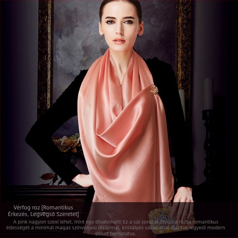 Xin totem Szatén selyemsál – 100% mulberry selyem, szatén szövés, divatos városi stílus, tavasz