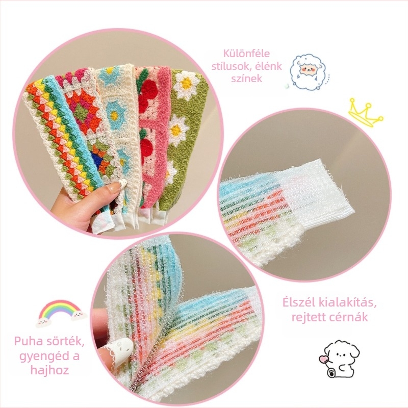 Velcro fejpánt Baoxia kiegészítők, koreai stílus, hullámos forma, kockás mintázat, Yiwu eredet