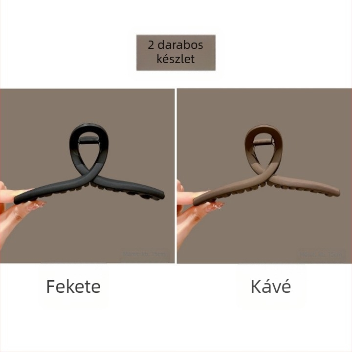 Cápa alakú hajcsat, nagy méret, vastag hajhoz, elegáns a tarkón viselve