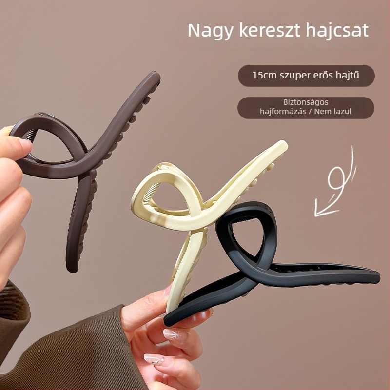 Cápa alakú hajcsat, nagy méret, vastag hajhoz, elegáns a tarkón viselve