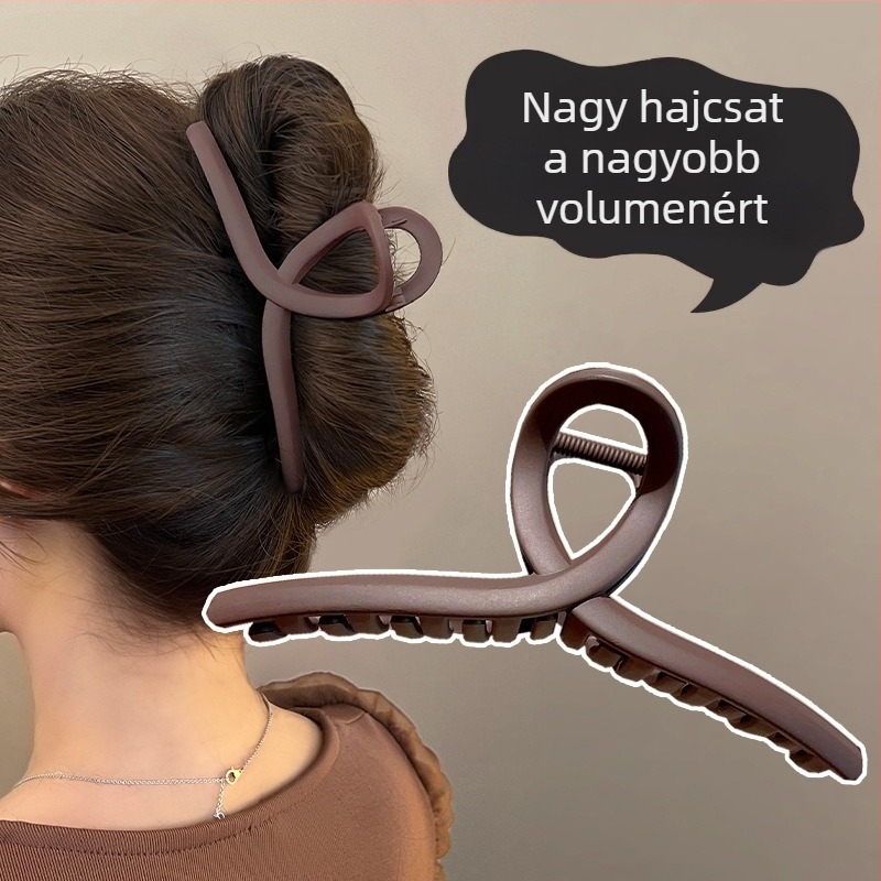 Cápa alakú hajcsat, nagy méret, vastag hajhoz, elegáns a tarkón viselve