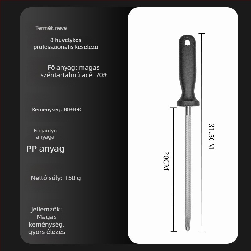 Késekhez élező rúd – magas széntartalmú acél, professzionális, univerzális stílus, 2022 tavaszán bemutatva