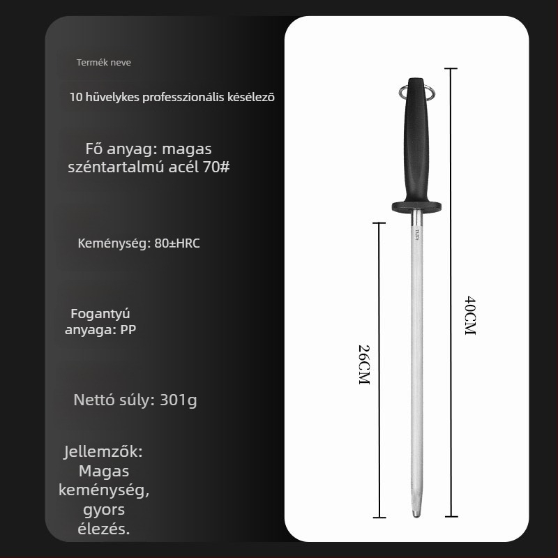 Késekhez élező rúd – magas széntartalmú acél, professzionális, univerzális stílus, 2022 tavaszán bemutatva