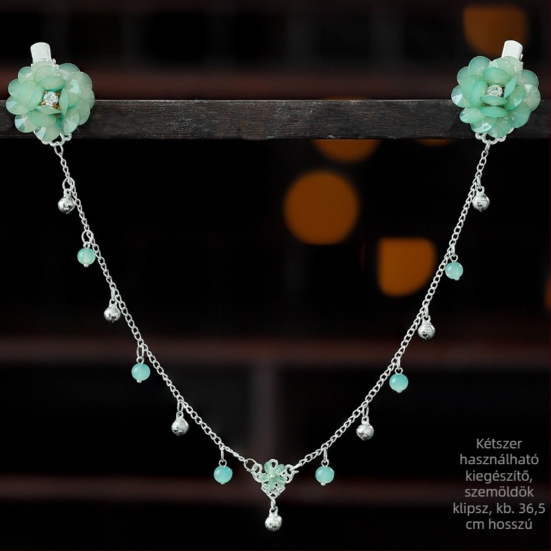 Hanfu-stílusú homlokdísz, ötvözet, vintage hajkiegészítő kamélia virággal, kézzel kötött, kód A355, származás: Jinhua