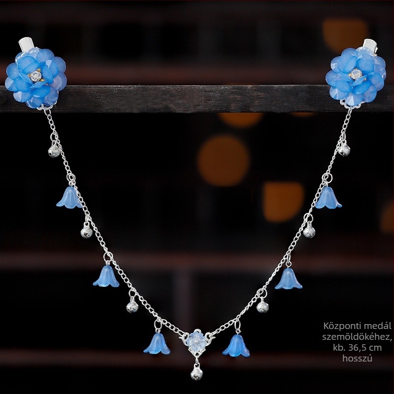 Hanfu-stílusú homlokdísz, ötvözet, vintage hajkiegészítő kamélia virággal, kézzel kötött, kód A355, származás: Jinhua