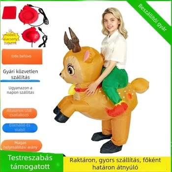 Karikatúra maszkot jelmez – felfújható szarvas kellék színpadi előadásokhoz (210T anyag; felfújható; fél-manualis és fél-mechanikus kivitelezés; alkalmas ünnepekre és előadásokra)