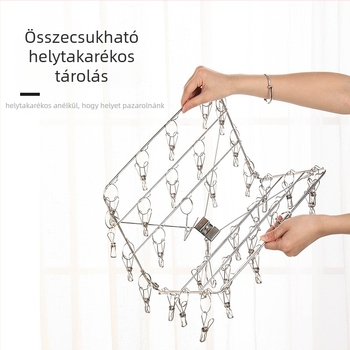 Rozsdamentes acél szárító klipek, modell YDX-FX30, 100 darabos csomag, fehérneműre, nadrágra és zoknikra