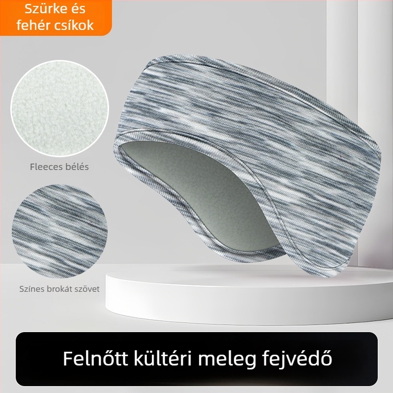 Gyerekeknek való téli fejpánt dupla fleece belsővel, csíkos mintával, poliészter anyag, minimalist stílus
