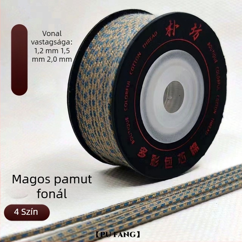 Kézzel szőtt, több színű pamutmagú zsinór medállal és gyöngyökkel
