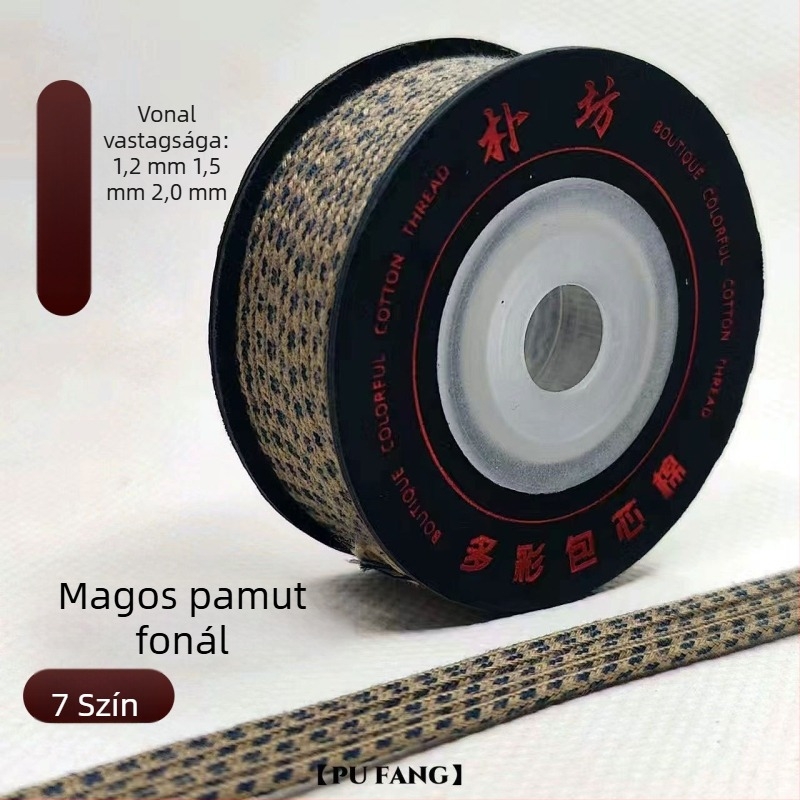 Kézzel szőtt, több színű pamutmagú zsinór medállal és gyöngyökkel