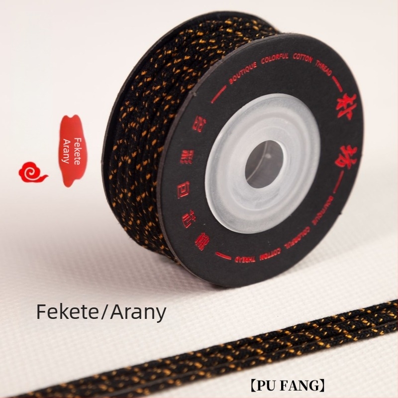 Kézzel szőtt, több színű pamutmagú zsinór medállal és gyöngyökkel