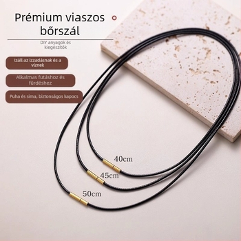 Bőr nyaklánc zsinórral, uniszex, 41–50 cm körméret, kb. 1,3 g súly, Egyszerű stílus
