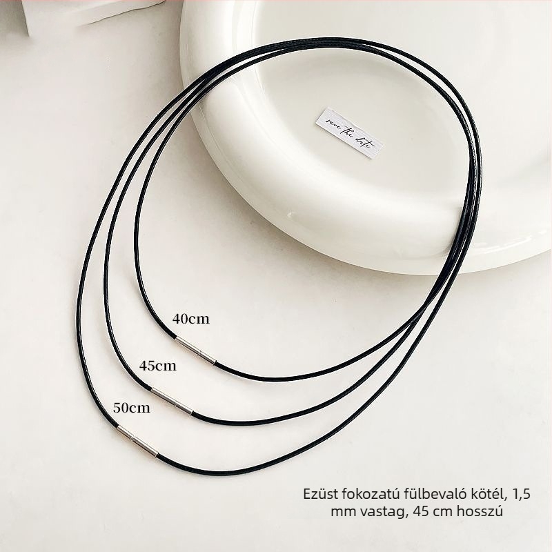 Bőr nyaklánc zsinórral, uniszex, 41–50 cm körméret, kb. 1,3 g súly, Egyszerű stílus