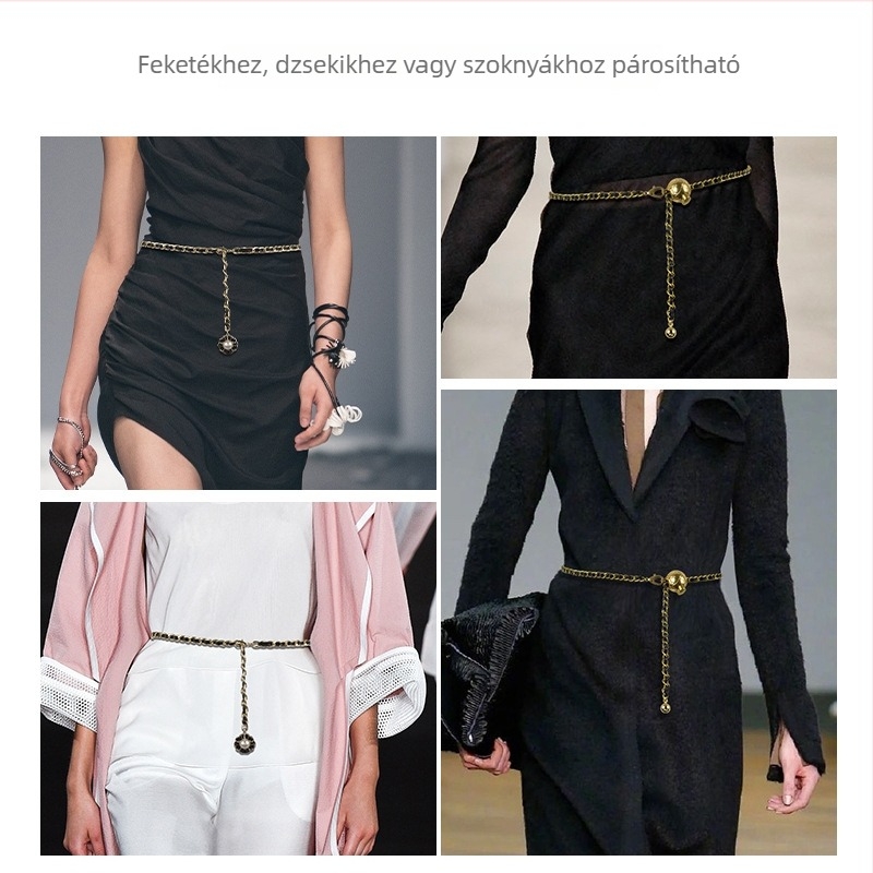 Fém derékszíj lánc — egyszerű stílus, egyetlen hurok, szélesség 1 cm, testreszabott feldolgozás