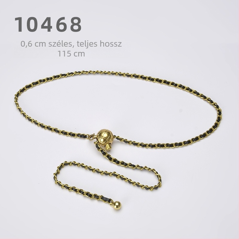 Fém derékszíj lánc — egyszerű stílus, egyetlen hurok, szélesség 1 cm, testreszabott feldolgozás