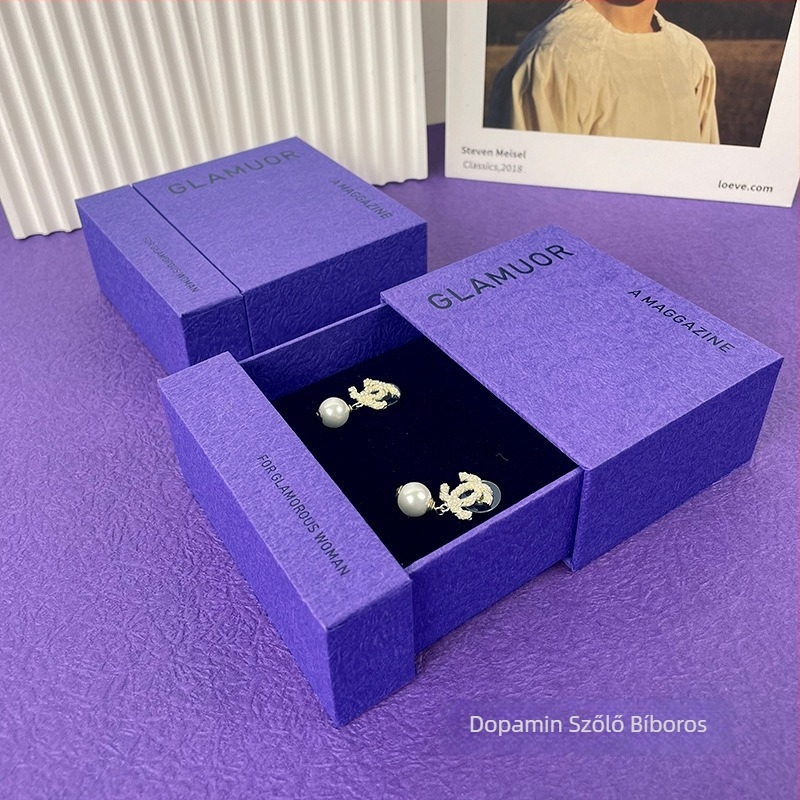 Bőr ékszer bemutató doboz húzható fiókkal - divatos stílus, forró nyomtatás