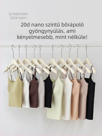 Női camisole beépített melltartóbetéttel, antibakteriális Ice Silk anyag, karcsú szabás, spagetti pántok
