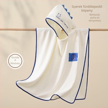 Gyerek kapucnis törölköző-köpeny coral fleece-ből, 120D szál, 400–500 g tömeg, varrás, karikatúra minta