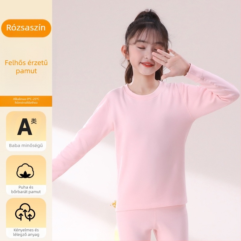 Gyerekeknek alapréteg felső, hosszú ujjú, 95% pamut, puha belső, uniszex