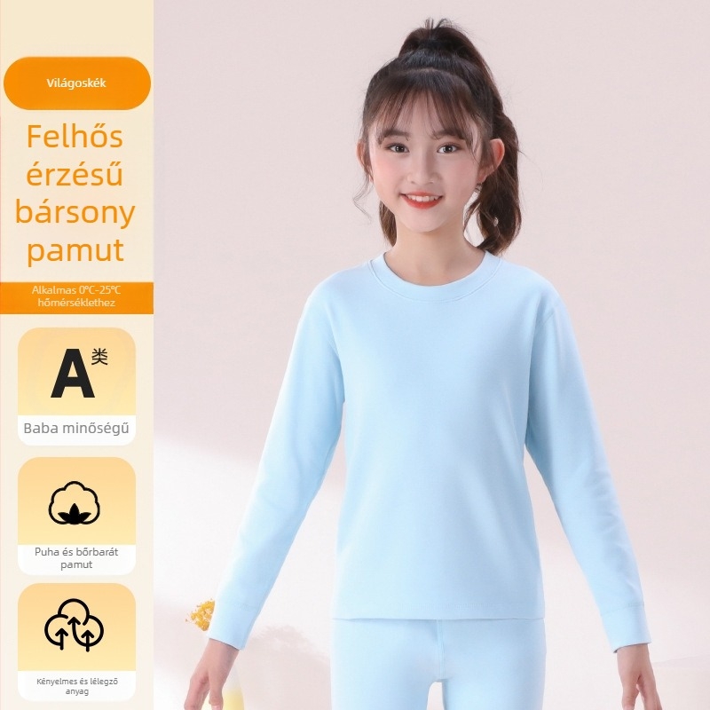 Gyerekeknek alapréteg felső, hosszú ujjú, 95% pamut, puha belső, uniszex