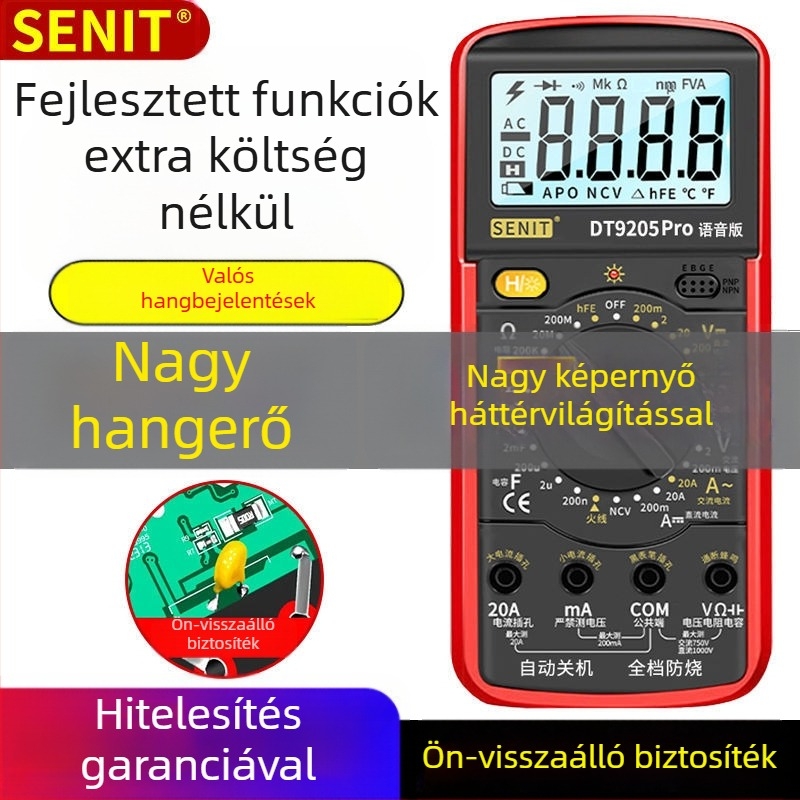 Yisheng márkájú hanggal működő digitális multiméter, automatikus hangú útmutatással, nagy pontosság, égésálló, 40-darabos szétszerelő készlet
