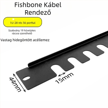 Szekrénykábelkezelő panel 28 rekesz, 56 port, halcsont mintázatú blind lemez