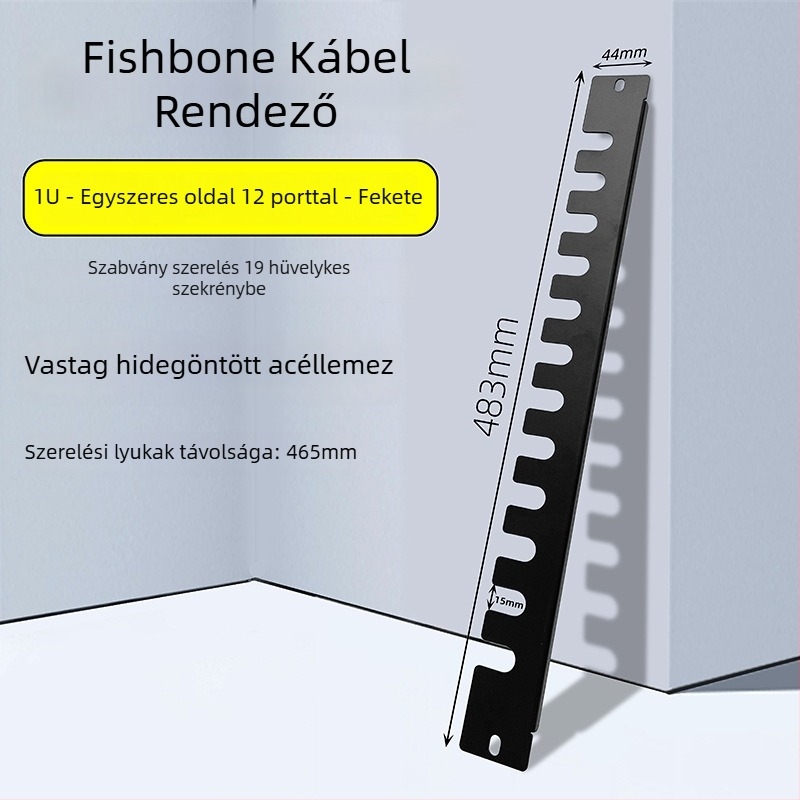 Szekrénykábelkezelő panel 28 rekesz, 56 port, halcsont mintázatú blind lemez